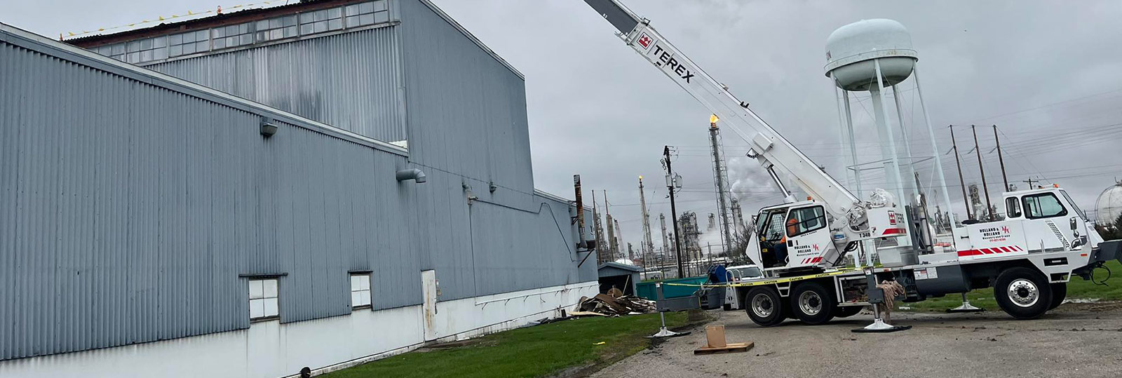 crane working on storm damage